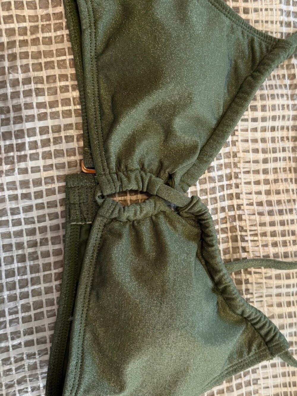 SALT + COVE  Lurex Twist Front Bikini Top, Green Sparkly  Women Size M  NWOT